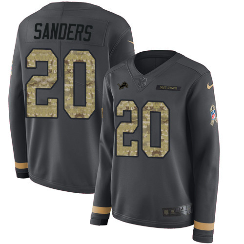 Nike Lions #20 Barry Sanders Anthracite Salute to Service Nike Lions #20 Barry Sanders Anthracite Salute to Service