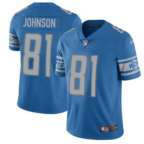 Nike Lions #81 Calvin Johnson Blue Team Color Men's Stitched NFL Limited Jersey Nike Lions #81 Calvin Johnson Blue Team Color Men's Stitched NFL Limited Jersey