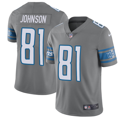 Nike Lions #81 Calvin Johnson Gray Youth Stitched NFL Limited Rush Jersey Nike Lions #81 Calvin Johnson Gray Youth Stitched NFL Limited Rush Jersey