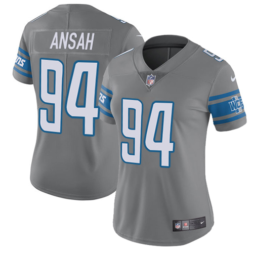Nike Lions #94 Ziggy Ansah Gray Women's Stitched NFL Limited Rush Jersey Nike Lions #94 Ziggy Ansah Gray Women's Stitched NFL Limited Rush Jersey