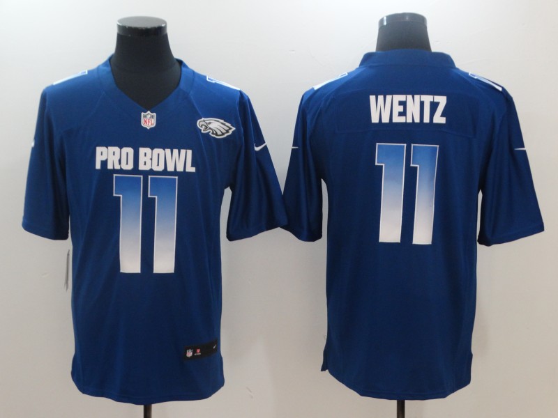 Nike NFC Eagles 11 Carson Wentz Royal 2019 Pro Bowl Game Jersey