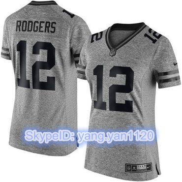 Nike Packers #12 Aaron Rodgers Gray Women's Stitched NFL Limited Gridiron Gray Jersey