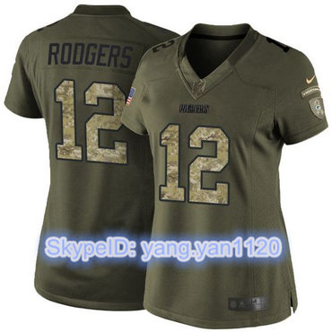 Nike Packers #12 Aaron Rodgers Green Women's Stitched NFL Limited Salute to Service Jersey