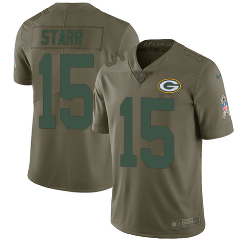 Nike Packers #15 Bart Starr Olive Men's Stitched NFL Limited 2017 Salute To Service Jersey Nike Packers #15 Bart Starr Olive Men's Stitched NFL Limited 2017 Salute To Service Jersey