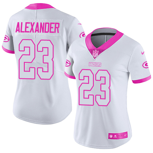 Nike Packers #23 Jaire Alexander White Pink Women's Stitched NFL Limited Rush Fashion Jersey Nike Packers #23 Jaire Alexander White Pink Women's Stitched NFL Limited Rush Fashion Jersey