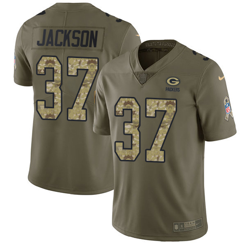 Nike Packers #37 Josh Jackson Olive Camo Men's Stitched NFL Limited 2017 Salute To Service Jersey