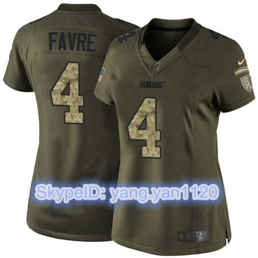 Nike Packers #4 Brett Favre Green Women's Stitched NFL Limited Salute to Service Jersey