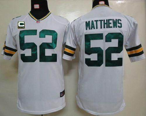 Nike Packers #52 Clay Matthews White With C Patch Youth Stitched NFL Elite Jersey Nike Packers #52 Clay Matthews White With C Patch Youth Stitched NFL Elite Jersey