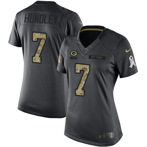 Nike Packers #7 Brett Hundley Women's Limited Black 2016 Salute to Service NFL Jersey