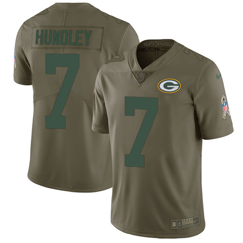 Nike Packers #7 Brett Hundley Youth Limited Olive 2017 Salute to Service NFL Jersey