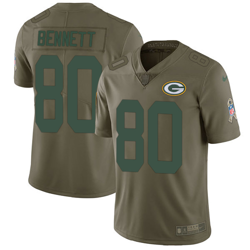 Nike Packers #80 Martellus Bennett Olive Men's Stitched NFL Limited 2017 Salute To Service Jersey