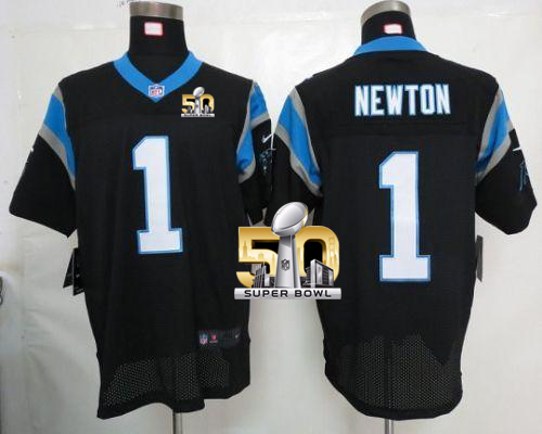 Nike Panthers #1 Cam Newton Black Team Color Super Bowl 50 Men's Stitched NFL Elite Jersey Nike Panthers #1 Cam Newton Black Team Color Super Bowl 50 Men's Stitched NFL Elite Jersey