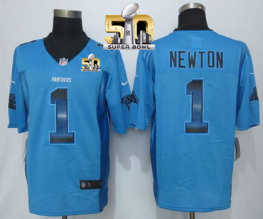 Nike Panthers #1 Cam Newton Blue Alternate Super Bowl 50 Men's Stitched NFL Limited Strobe Jersey Nike Panthers #1 Cam Newton Blue Alternate Super Bowl 50 Men's Stitched NFL Limited Strobe Jersey