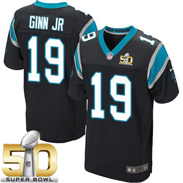 Nike Panthers #19 Ted Ginn Jr Black Team Color Super Bowl 50 Men's Stitched NFL Elite Jersey Nike Panthers #19 Ted Ginn Jr Black Team Color Super Bowl 50 Men's Stitched NFL Elite Jersey