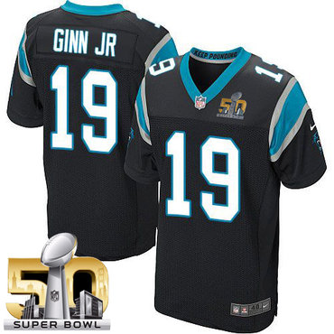 Nike Panthers #19 Ted Ginn Jr Black Team Color Super Bowl 50 Men's Stitched NFL Elite Jersey Nike Panthers #19 Ted Ginn Jr Black Team Color Super Bowl 50 Men's Stitched NFL Elite Jersey