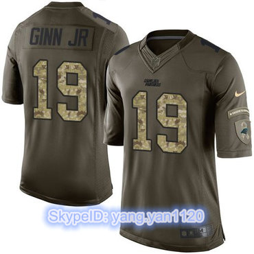 Nike Panthers #19 Ted Ginn Jr Green Men's Stitched NFL Limited Salute to Service Jersey
