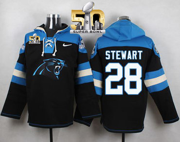 Nike Panthers #28 Jonathan Stewart Black Super Bowl 50 Player Pullover NFL Hoodie Nike Panthers #28 Jonathan Stewart Black Super Bowl 50 Player Pullover NFL Hoodie
