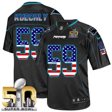 Nike Panthers #59 Luke Kuechly Black Super Bowl 50 Men's Stitched NFL Elite USA Flag Fashion Jersey Nike Panthers #59 Luke Kuechly Black Super Bowl 50 Men's Stitched NFL Elite USA Flag Fashion Jersey