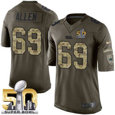 Nike Panthers #69 Jared Allen Green Super Bowl 50 Men's Stitched NFL Limited Salute to Service Jersey