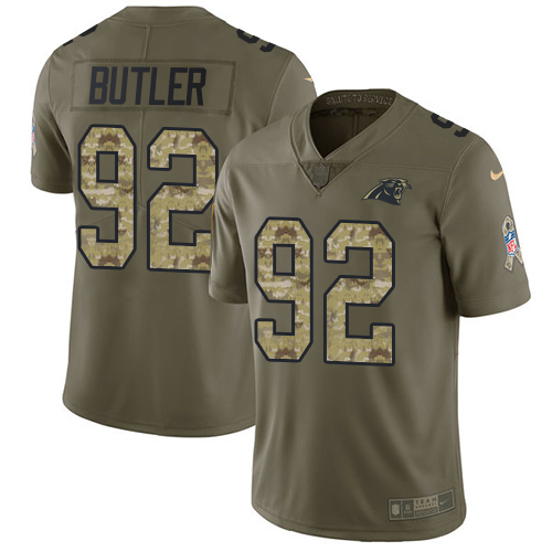 Nike Panthers #92 Vernon Butler Olive Camo Youth Stitched NFL Limited 2017 Salute to Service Jersey