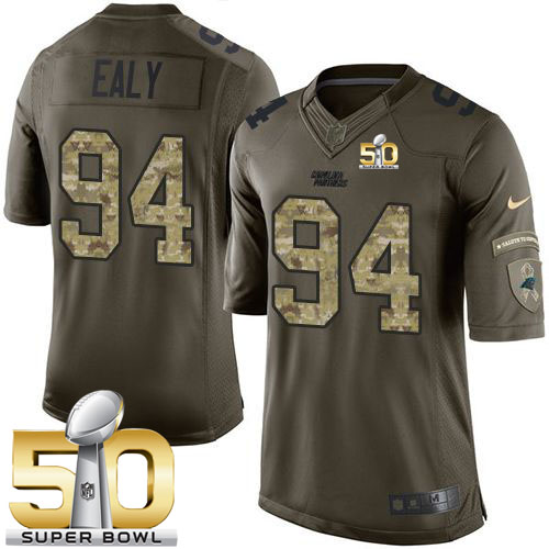 Nike Panthers #94 Kony Ealy Green Super Bowl 50 Men's Stitched NFL Limited Salute to Service Jersey