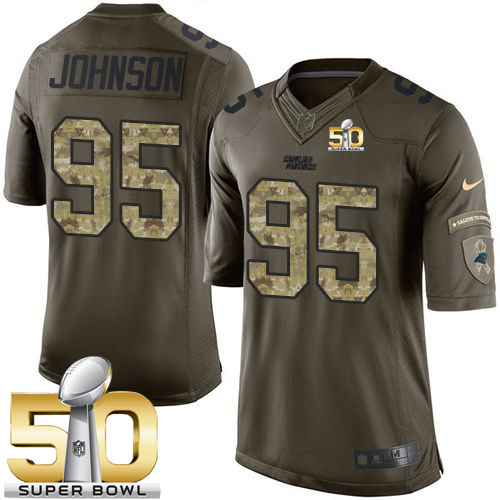 Nike Panthers #95 Charles Johnson Green Super Bowl 50 Men's Stitched NFL Limited Salute to Service Jersey