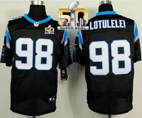 Nike Panthers #98 Star Lotulelei Black Team Color Super Bowl 50 Men's Stitched NFL Elite Jersey Nike Panthers #98 Star Lotulelei Black Team Color Super Bowl 50 Men's Stitched NFL Elite Jersey