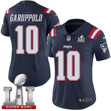 Nike Patriots #10 Jimmy Garoppolo Navy Blue Super Bowl LI 51 Women's Stitched NFL Limited Rush Jersey Nike Patriots #10 Jimmy Garoppolo Navy Blue Super Bowl LI 51 Women's Stitched NFL Limited Rush Jersey