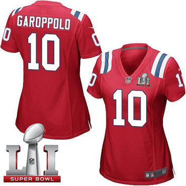 Nike Patriots #10 Jimmy Garoppolo Red Alternate Super Bowl LI 51 Women's Stitched NFL Elite Jersey Nike Patriots #10 Jimmy Garoppolo Red Alternate Super Bowl LI 51 Women's Stitched NFL Elite Jersey