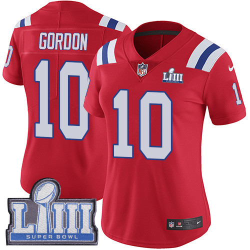Nike Patriots #10 Josh Gordon Red Alternate Super Bowl LIII Bound Women's Stitched NFL Vapor Untouchable Limited Jersey Nike Patriots #10 Josh Gordon Red Alternate Super Bowl LIII Bound Women's Stitched NFL Vapor Untouchable Limited Jersey