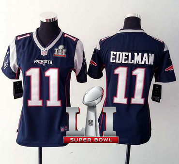 Nike Patriots #11 Julian Edelman Navy Blue Team Color Super Bowl LI 51 Women's Stitched NFL New Elite Jersey Nike Patriots #11 Julian Edelman Navy Blue Team Color Super Bowl LI 51 Women's Stitched NFL New Elite Jersey