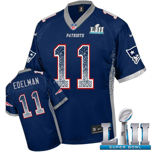 Nike Patriots #11 Julian Edelman Navy Blue Team Color Super Bowl LII Youth Stitched NFL Elite Drift Fashion Jersey Nike Patriots #11 Julian Edelman Navy Blue Team Color Super Bowl LII Youth Stitched NFL Elite Drift Fashion Jersey
