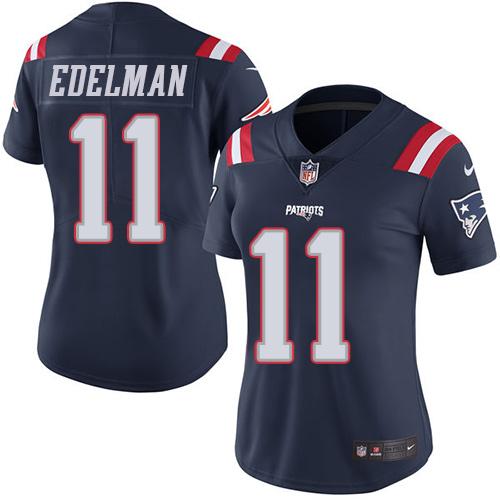 Nike Patriots #11 Julian Edelman Navy Blue Women's Stitched NFL Limited Rush Jersey Nike Patriots #11 Julian Edelman Navy Blue Women's Stitched NFL Limited Rush Jersey