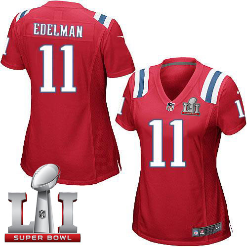 Nike Patriots #11 Julian Edelman Red Alternate Super Bowl LI 51 Women's Stitched NFL Elite Jersey Nike Patriots #11 Julian Edelman Red Alternate Super Bowl LI 51 Women's Stitched NFL Elite Jersey