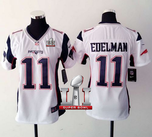 Nike Patriots #11 Julian Edelman White Super Bowl LI 51 Women's Stitched NFL New Elite Jersey Nike Patriots #11 Julian Edelman White Super Bowl LI 51 Women's Stitched NFL New Elite Jersey