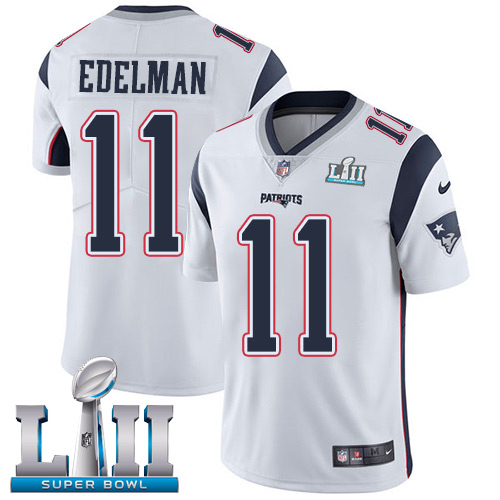 Nike Patriots #11 Julian Edelman White Super Bowl LII Men's Stitched NFL Vapor Untouchable Limited Jersey Nike Patriots #11 Julian Edelman White Super Bowl LII Men's Stitched NFL Vapor Untouchable Limited Jersey