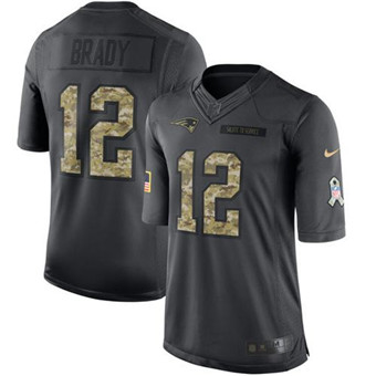 Nike Patriots #12 Tom Brady Black Men's Stitched NFL Limited 2016 Salute To Service Jersey Nike Patriots #12 Tom Brady Black Men's Stitched NFL Limited 2016 Salute To Service Jersey