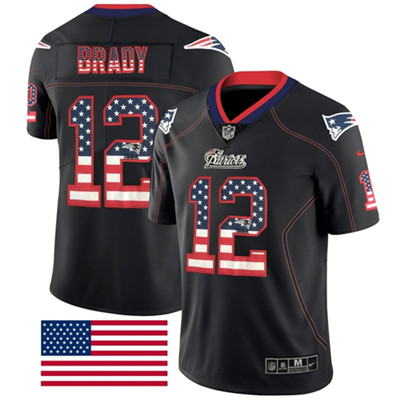 Nike Patriots #12 Tom Brady Black Men's Stitched NFL Limited Rush USA Flag Jersey Nike Patriots #12 Tom Brady Black Men's Stitched NFL Limited Rush USA Flag Jersey