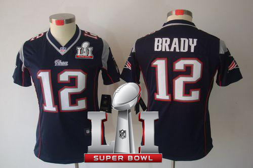 Nike Patriots #12 Tom Brady Navy Blue Team Color Super Bowl LI 51 Women's Stitched NFL Limited Jersey Nike Patriots #12 Tom Brady Navy Blue Team Color Super Bowl LI 51 Women's Stitched NFL Limited Jersey