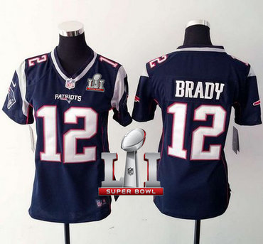 Nike Patriots #12 Tom Brady Navy Blue Team Color Super Bowl LI 51 Women's Stitched NFL New Elite Jersey Nike Patriots #12 Tom Brady Navy Blue Team Color Super Bowl LI 51 Women's Stitched NFL New Elite Jersey