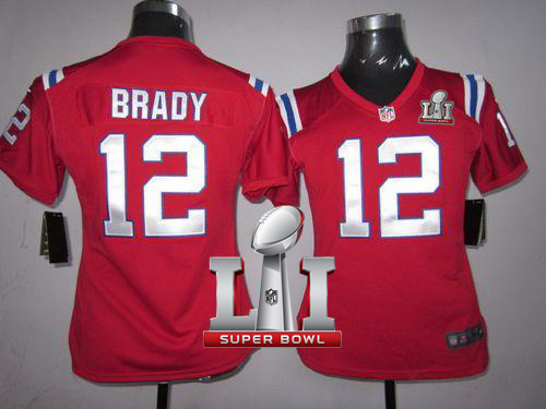 Nike Patriots #12 Tom Brady Red Alternate Super Bowl LI 51 Women's Stitched NFL Elite Jersey Nike Patriots #12 Tom Brady Red Alternate Super Bowl LI 51 Women's Stitched NFL Elite Jersey