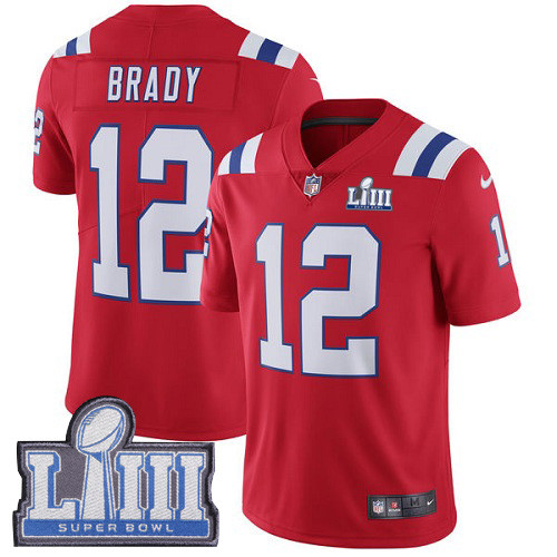 Nike Patriots #12 Tom Brady Red Alternate Super Bowl LIII Bound Youth Stitched NFL Vapor Vapor Untouchable Limited Jersey Nike Patriots #12 Tom Brady Red Alternate Super Bowl LIII Bound Youth Stitched NFL Vapor Vapor Untouchable Limited Jersey