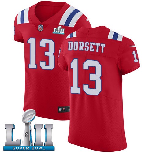Nike Patriots #13 Phillip Dorsett Red Alternate Super Bowl LII Men's Stitched NFL Vapor Untouchable Elite Jersey Nike Patriots #13 Phillip Dorsett Red Alternate Super Bowl LII Men's Stitched NFL Vapor Untouchable Elite Jersey