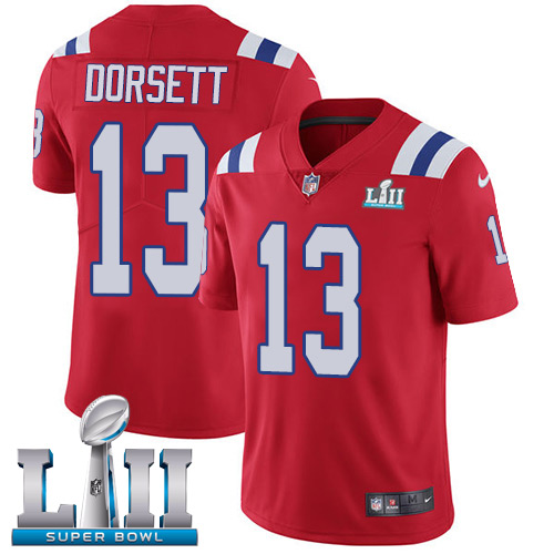 Nike Patriots #13 Phillip Dorsett Red Alternate Super Bowl LII Men's Stitched NFL Vapor Untouchable Limited Jersey