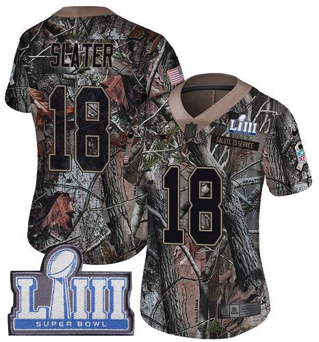 Nike Patriots #18 Matt Slater Camo Super Bowl LIII Bound Women's Stitched NFL Limited Rush Realtree Jersey Nike Patriots #18 Matt Slater Camo Super Bowl LIII Bound Women's Stitched NFL Limited Rush Realtree Jersey