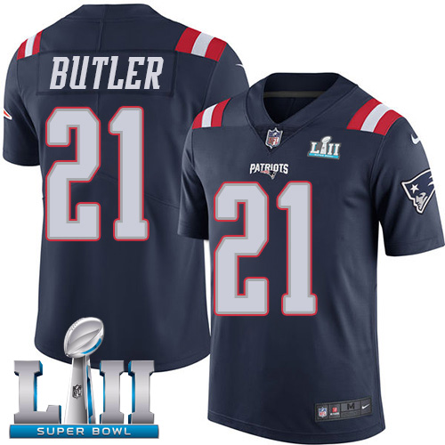 Nike Patriots #21 Malcolm Butler Navy Blue Super Bowl LII Men's Stitched NFL Limited Rush Jersey Nike Patriots #21 Malcolm Butler Navy Blue Super Bowl LII Men's Stitched NFL Limited Rush Jersey