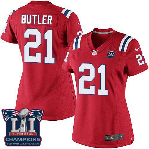 Nike Patriots #21 Malcolm Butler Red Alternate Super Bowl LI Champions Women's Stitched NFL Elite Jersey Nike Patriots #21 Malcolm Butler Red Alternate Super Bowl LI Champions Women's Stitched NFL Elite Jersey