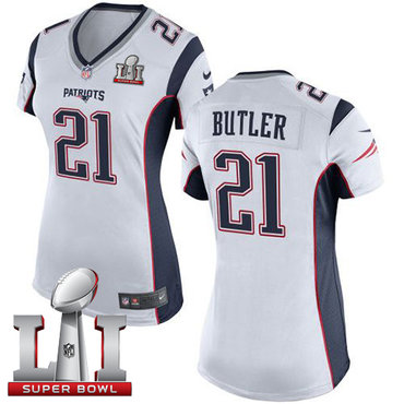 Nike Patriots #21 Malcolm Butler White Super Bowl LI 51 Women's Stitched NFL New Elite Jersey Nike Patriots #21 Malcolm Butler White Super Bowl LI 51 Women's Stitched NFL New Elite Jersey