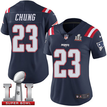 Nike Patriots #23 Patrick Chung Navy Blue Super Bowl LI 51 Women's Stitched NFL Limited Rush Jersey Nike Patriots #23 Patrick Chung Navy Blue Super Bowl LI 51 Women's Stitched NFL Limited Rush Jersey
