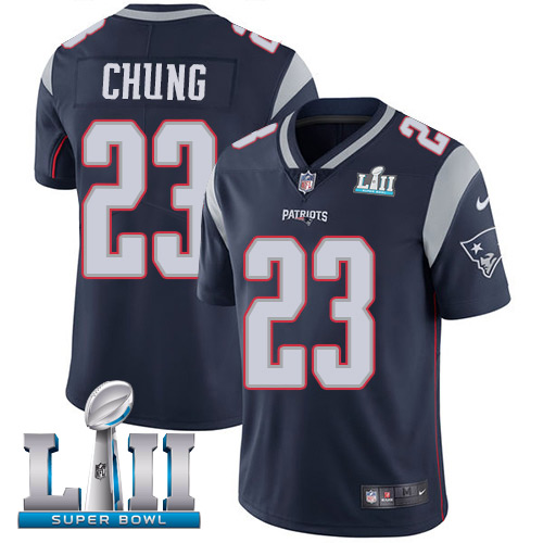 Nike Patriots #23 Patrick Chung Navy Blue Team Color Super Bowl LII Men's Stitched NFL Vapor Untouchable Limited Jersey Nike Patriots #23 Patrick Chung Navy Blue Team Color Super Bowl LII Men's Stitched NFL Vapor Untouchable Limited Jersey